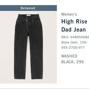Abercrombie & Fitch “The Dad” high rise jean - black 29w (8us)